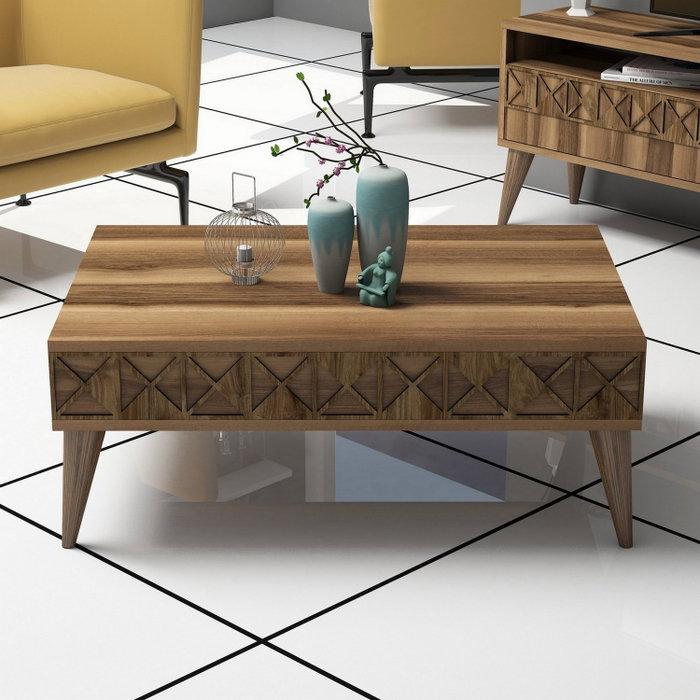 Hanah Home Conjunto de muebles de salón Line - Nogal